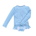 Willow Swim Sophia Sky Gingham Long Sleeve Rashguard One Piece Swimsuit Willow Swim Sophia Sky Gingham Long Sleeve Rashguard One Piece Swimsuit 